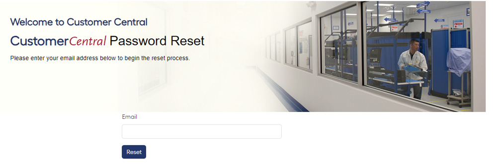 Customer Central Password Reset