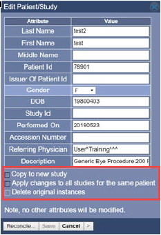 OA Editing Patient Studies Check Boxes