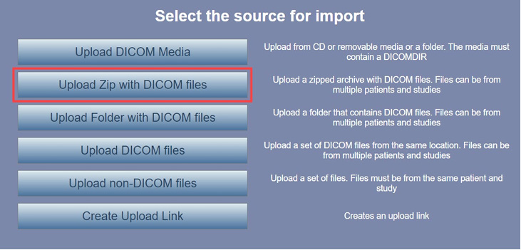 oa uploading dicom image zip files