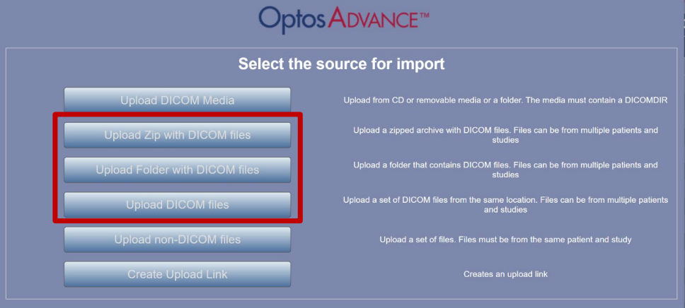 OA Uploading DICOM Image Zip Files