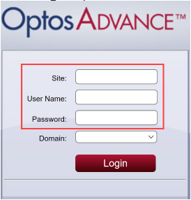 OptosCloud First Time Log In Login Page